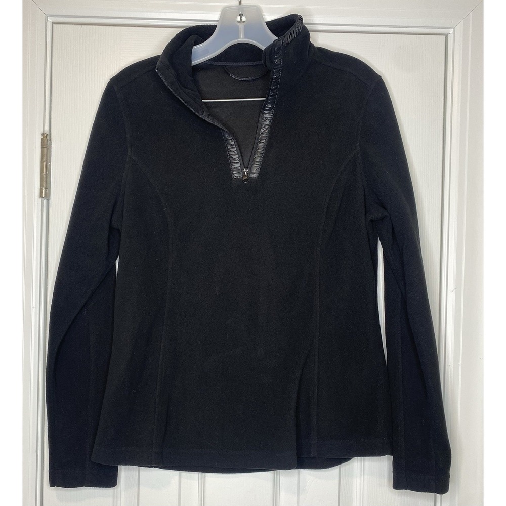 Poivre Blanc Women's 1/4 Zip Fleece Sweater Black Size Medium *read*‎